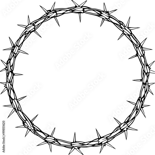 circle barbed wire frame drawing-