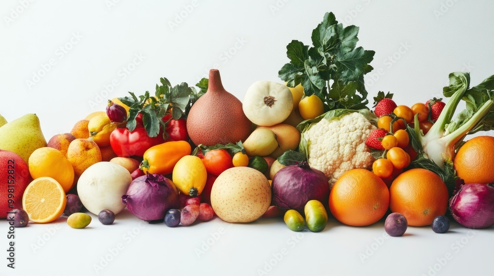 A Colorful Still Life of Fresh Fruits and Vegetables A Colorful Still Life of Fresh Fruits and Vegetables