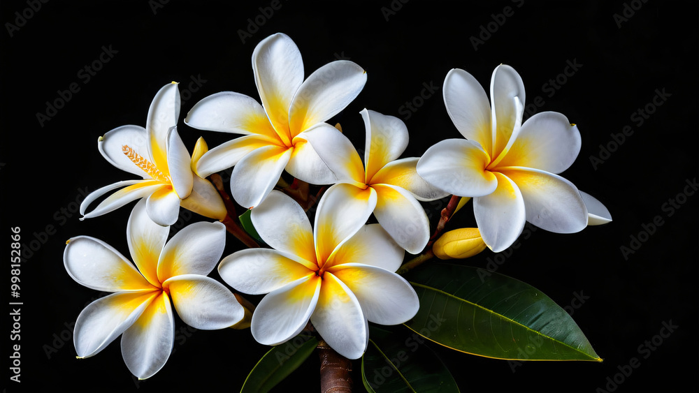 Fototapeta premium frangipani flower isolated on black