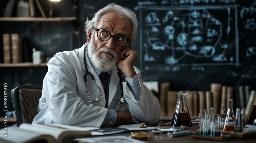 Portrait of a scientist, wise, old, smart Portrait of a scientist, wise, old, smart