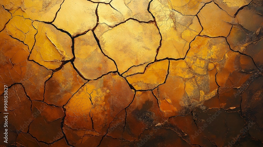 Cracked Earth: A close-up shot of dry, cracked earth in warm, golden tones, evoking a sense of aridity and resilience. The intricate network of cracks creates a mesmerizing abstract pattern. Cracked Earth: A close-up shot of dry, cracked earth in warm, golden tones, evoking a sense of aridity and resilience. The intricate network of cracks creates a mesmerizing abstract pattern.