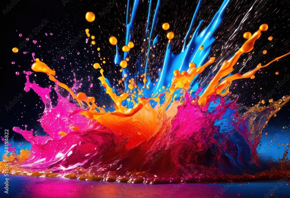 Obraz premium dynamic burst colors from exploding energy drink capturing essence vibrant refreshment, beverage, explosion, bold, splash, liquid, bright, fluid