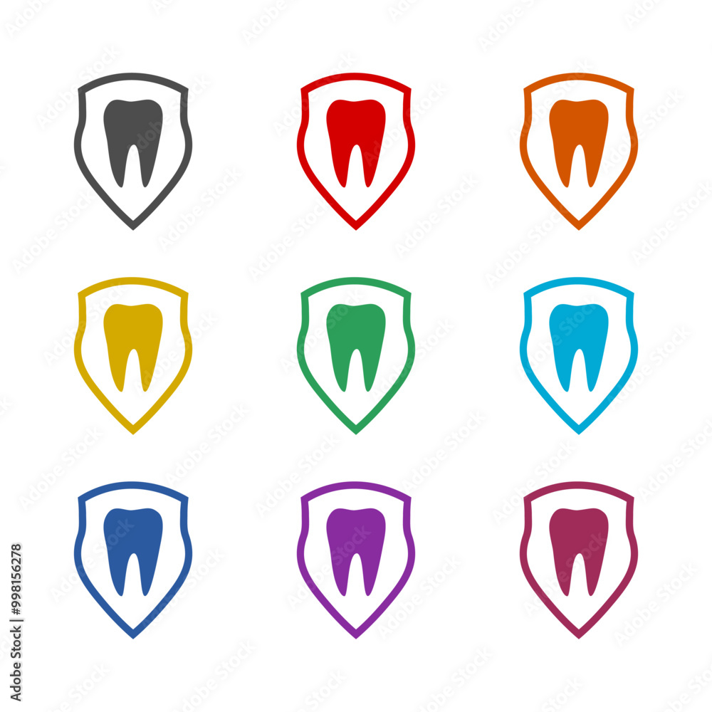 Dental protection  icon isolated on white background. Set icons colorful