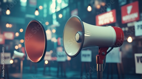 A Megaphone Amplifying a Voting Ballot Advocating for Civic Engagement and Action in the Democratic Process photo