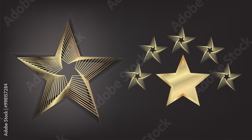 Golden vector stars on grey background