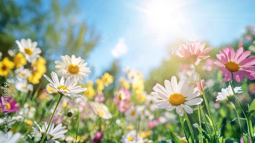 view of a field of flowers landscape scenery view of a field of flowers landscape scenery