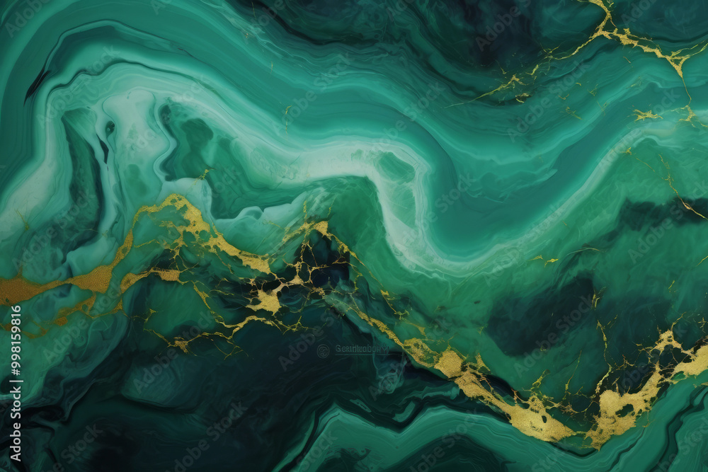 Processed collage of emerald green and gold marble texture. Background for banner, backdrop Processed collage of emerald green and gold marble texture. Background for banner, backdrop