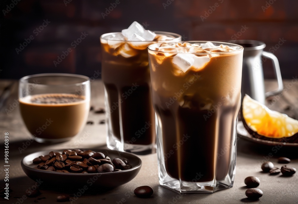 vibrant iced coffee bold color contrasts showcasing rich brown creamy white layers, cold, brew, beverage, refreshing, drink, texture, summer, cafe vibrant iced coffee bold color contrasts showcasing rich brown creamy white layers, cold, brew, beverage, refreshing, drink, texture, summer, cafe