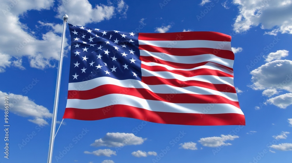 Flag of America seamless American Flag Slow Waving with visible wrinkles. Close up of UNITED STATES flag. USA,A fully digital rendering,The animation in blue sky Flag of America vertical Flag of America seamless American Flag Slow Waving with visible wrinkles. Close up of UNITED STATES flag. USA,A fully digital rendering,The animation in blue sky Flag of America vertical