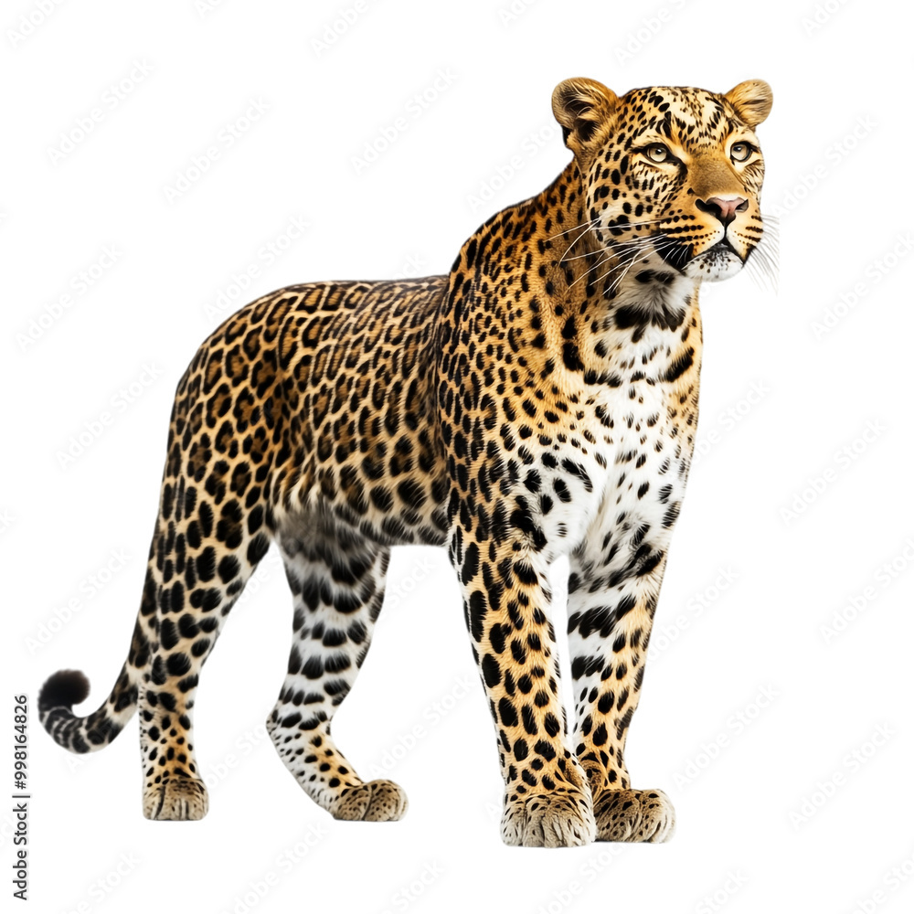 A leopard standing and looking away proudly A leopard standing and looking away proudly