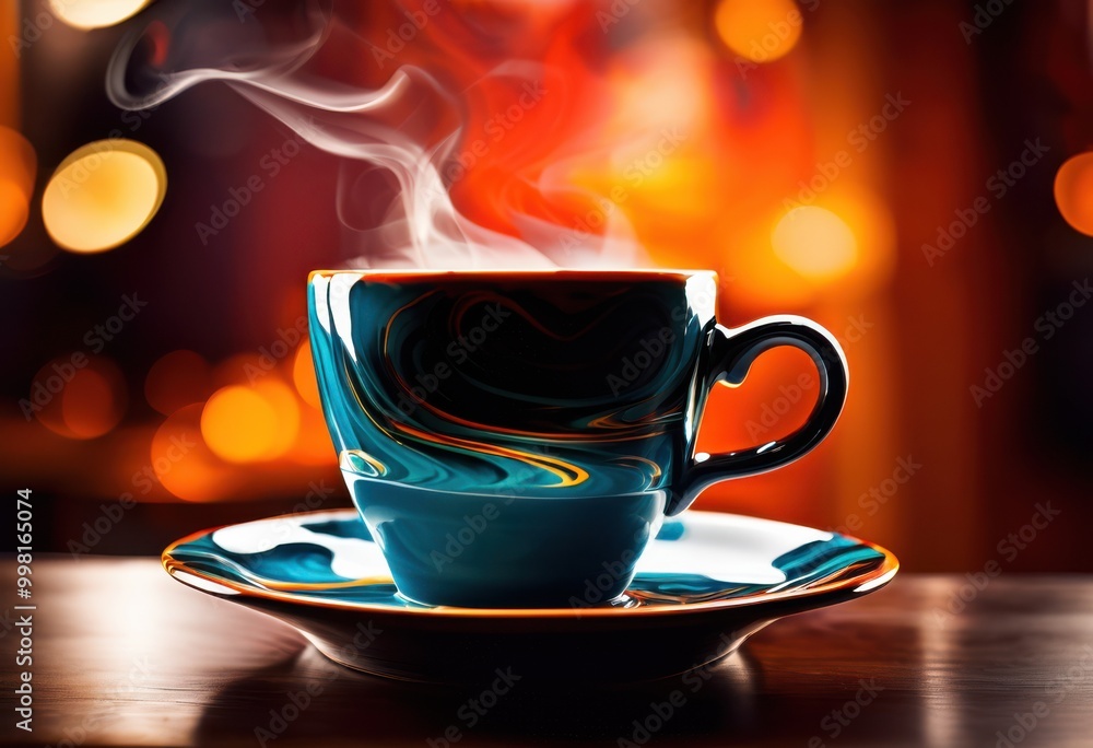 custom made wallpaper toronto digitalsimple coffee cup emitting steam set creative colorful imaginative background, brew, beverage, drink, hot, aroma, ceramic, table, espresso, morning, mug