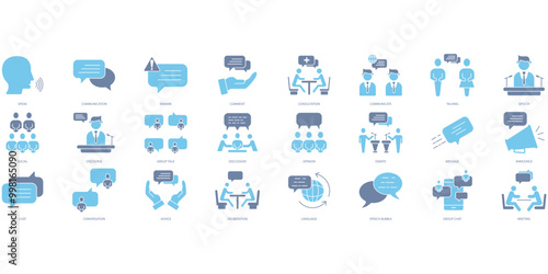Speaking icons set. Set of editable stroke icons.Set of Speaking