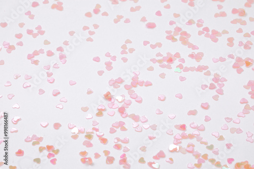 sparkles hearts on white background with text place - Image