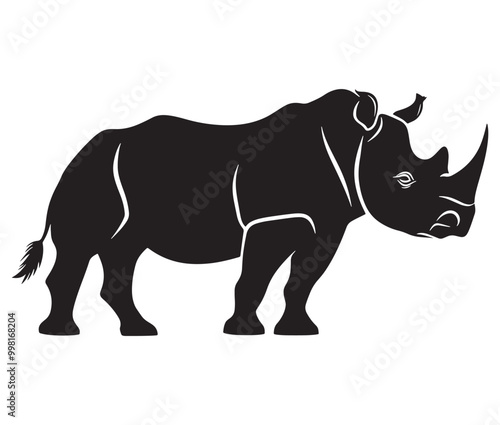 Rhino cartoon coloring page, Outline rhino, Silhouette line art rhino