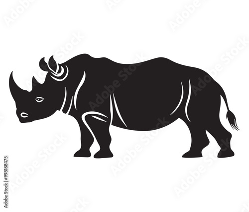 Rhino cartoon coloring page, Outline rhino, Silhouette line art rhino