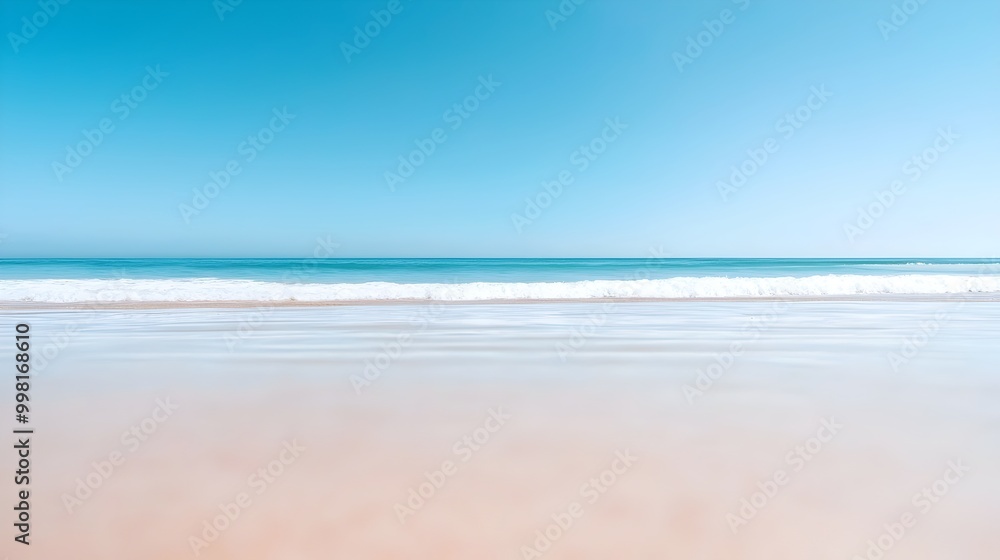 Fototapeta premium Serene Coastal Escape - Tranquil Ocean Breeze and Soft Sand Reflections for Relaxation and Peaceful Energy