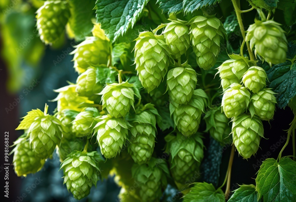 close view lush green hops growing vine detailed texture natural light, plant, nature, leaves, organic, flora, vegetation, herb, beer, agriculture, field close view lush green hops growing vine detailed texture natural light, plant, nature, leaves, organic, flora, vegetation, herb, beer, agriculture, field