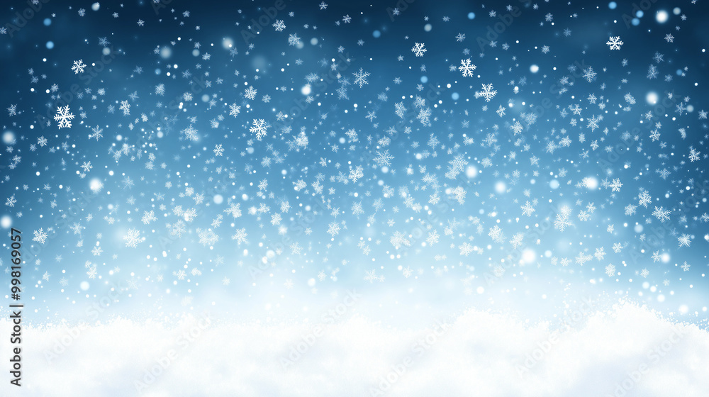 Christmas Blue Background with Snow and Copy Space Christmas Blue Background with Snow and Copy Space