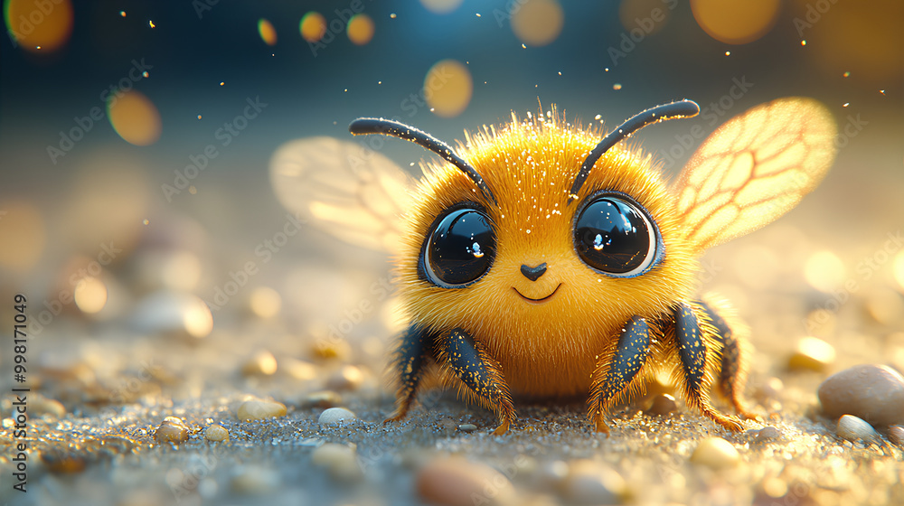illustration of a yellow bee perched illustration of a yellow bee perched