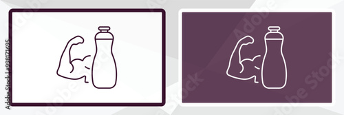 protein shake outline icon. Linear vector from gym concept. Thin line white and black protein shake icon isolated on white and dark background