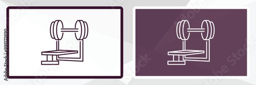 barbell bench press outline icon. Linear vector from gym concept. Thin line white and black barbell bench press icon isolated on white and dark background