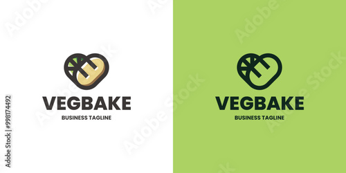 vegan bakery logo vector