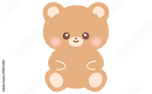 ふわふわしたかわいいくまのキャラクターのぬいぐるみ