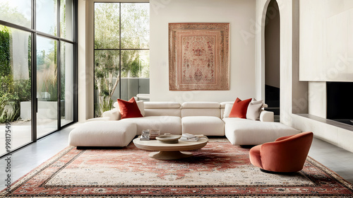 Elegant Persian Rug in Modern Living Room Setting