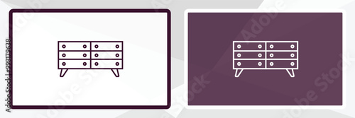 chest of drawers  outline icon. Linear vector from furniture concept. Thin line white and black chest of drawers  icon isolated on white and dark background