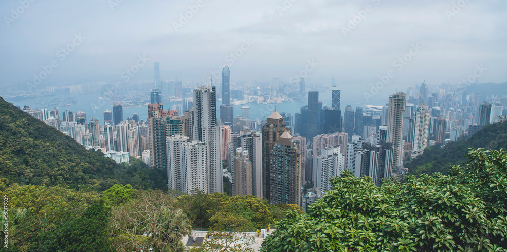 Obraz premium Cityscape View of Hong Kong Victoria Harbor