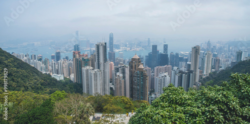 Cityscape View of Hong Kong Victoria Harbor photo