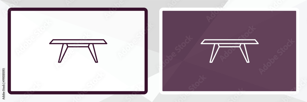 table outline icon. Linear vector from furniture concept. Thin line white and black table icon isolated on white and dark background table outline icon. Linear vector from furniture concept. Thin line white and black table icon isolated on white and dark background