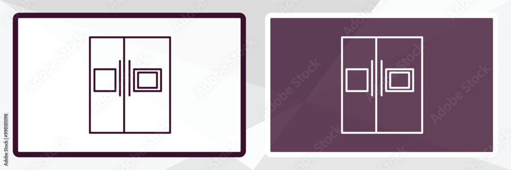 fridge outline icon. Linear vector from furniture concept. Thin line white and black fridge icon isolated on white and dark background fridge outline icon. Linear vector from furniture concept. Thin line white and black fridge icon isolated on white and dark background