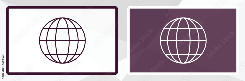 globe outline icon. Linear vector from furniture concept. Thin line white and black globe icon isolated on white and dark background globe outline icon. Linear vector from furniture concept. Thin line white and black globe icon isolated on white and dark background