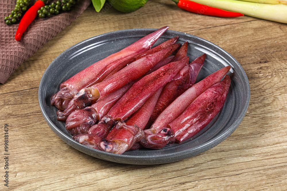 Raw fresh squids for cooking
