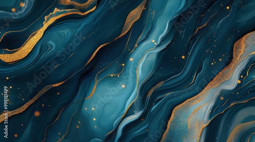 Abstract Blue and Gold Swirls