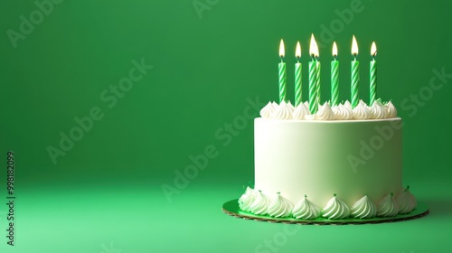 Birthday Cake with Green Candles