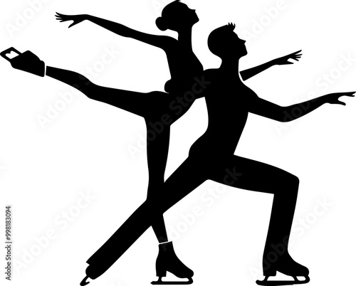 silhouettes of pair figure skaters