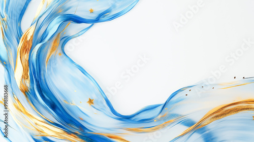 Wallpaper Mural 青色と金色のウェーブ背景 Torontodigital.ca