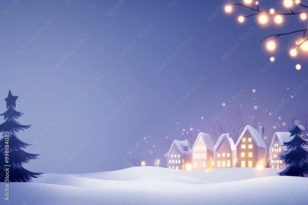 Naklejka premium Cartoonstyle Christmas festival with litup buildings flat design top view festive decorations theme animation Triadic Color Scheme