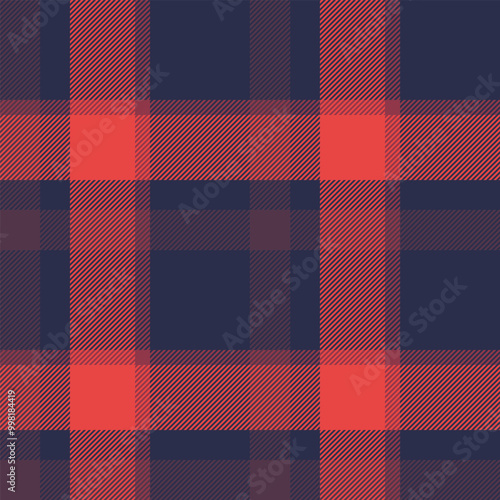 Free seamless background tartan, contour check pattern vector. Household texture plaid textile fabric in dark and red colors.