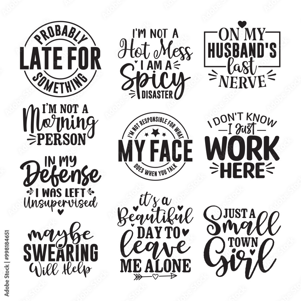 Fototapeta premium 10 Funny Quotes SVG Bundle