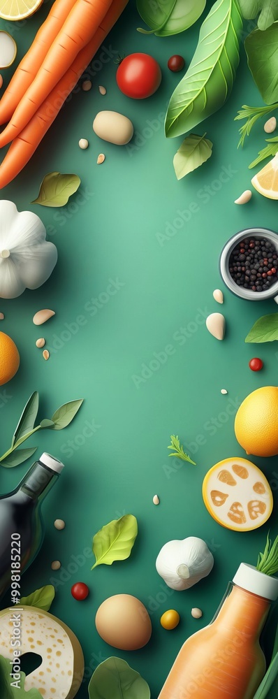 Obraz premium Food saving initiative for international festival flat design top view environmental theme 3D render Complementary Color Scheme