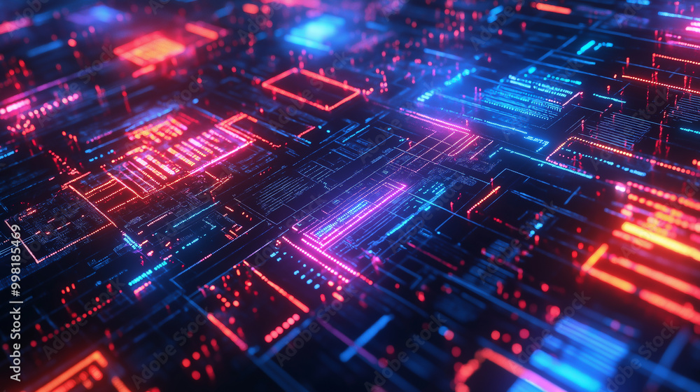 Futuristic Neon Circuit Board Futuristic Neon Circuit Board