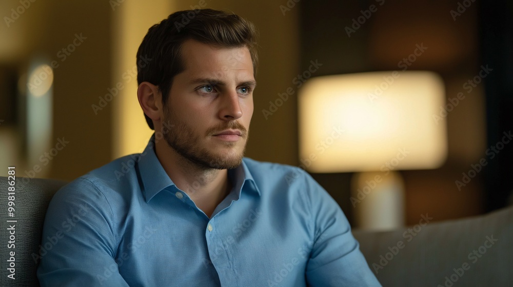 Thoughtful man in a modern indoor setting Thoughtful man in a modern indoor setting