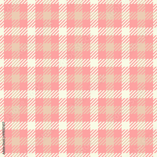 Coloured tartan fabric plaid, idyllic check seamless textile. Art background pattern texture vector in red and white colors.