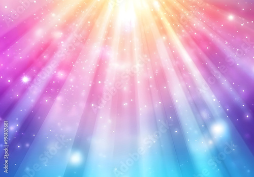 Dreamy Abstract Light Rays with Pastel Gradient and Sparkling Stars