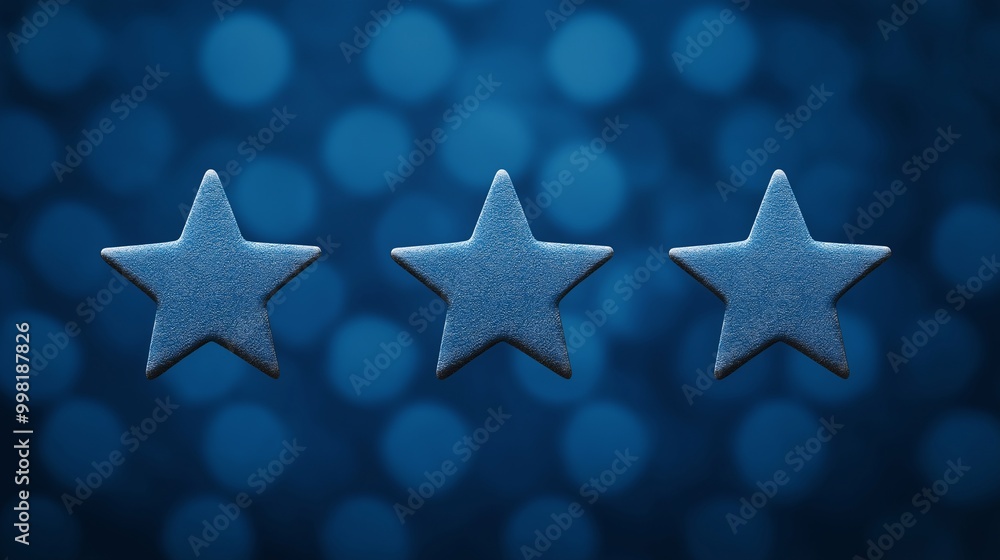 Three Blue Stars on a Soft Focus Background Three Blue Stars on a Soft Focus Background
