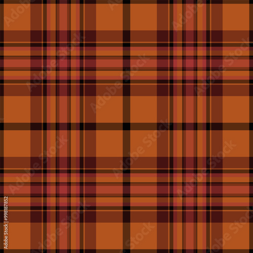 Trend fabric background check, harmony seamless tartan plaid. Plain vector texture textile pattern in orange and red colors.