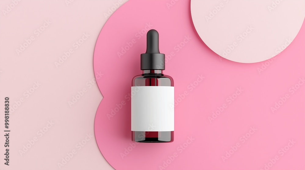 Elegant Dropper Bottle on Pink Background Elegant Dropper Bottle on Pink Background